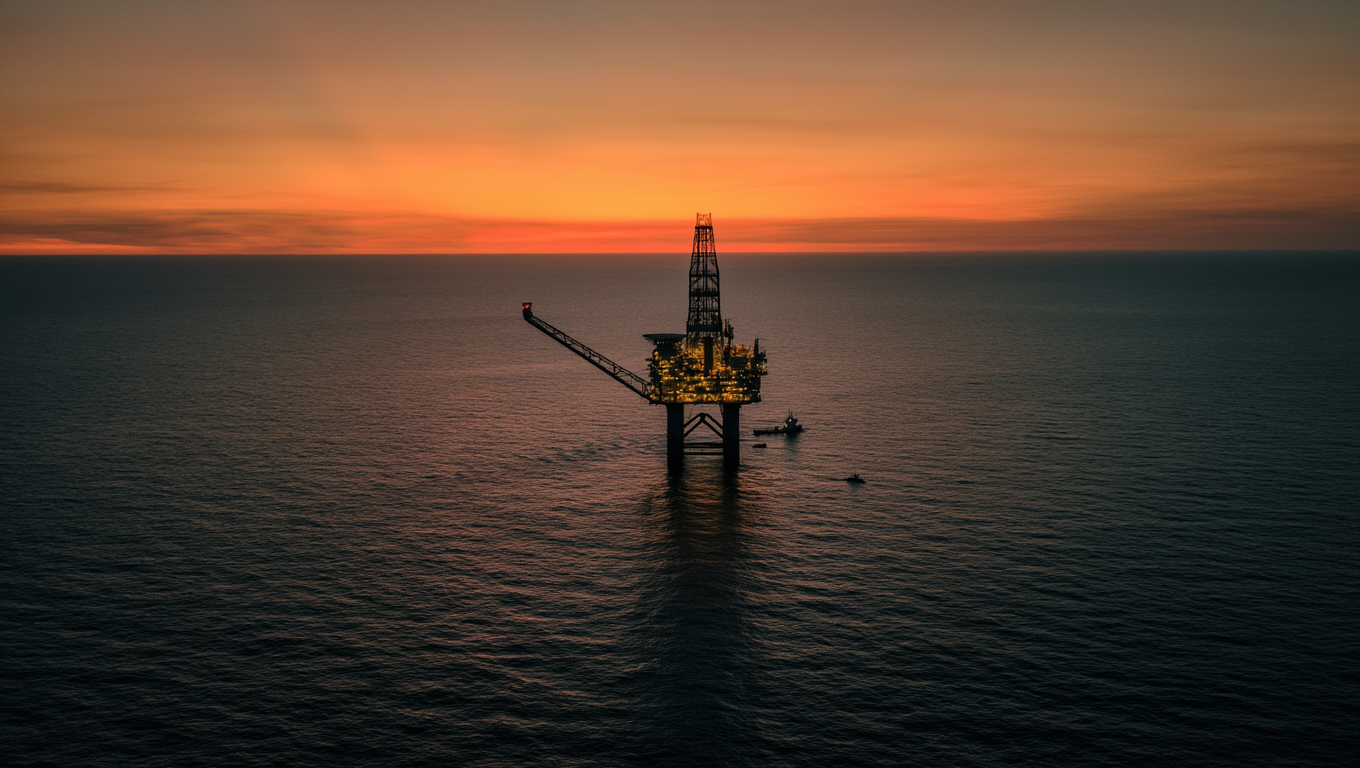 Aerial view of offshore drilling operations